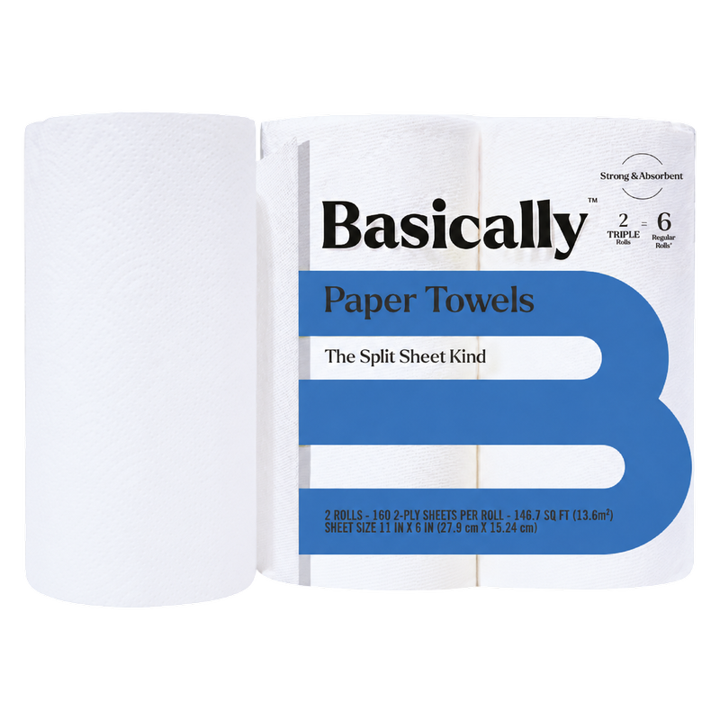 Basically 2ct Strong & Absorbent Paper Towels 