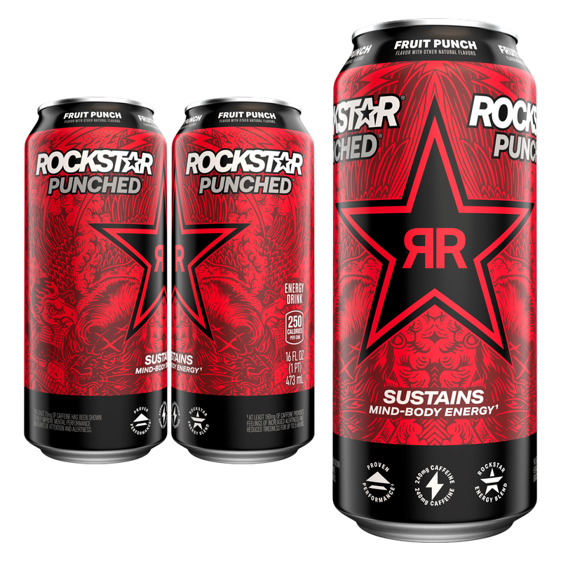 Rockstar Punched Fruit Punch 4pk 16oz Can