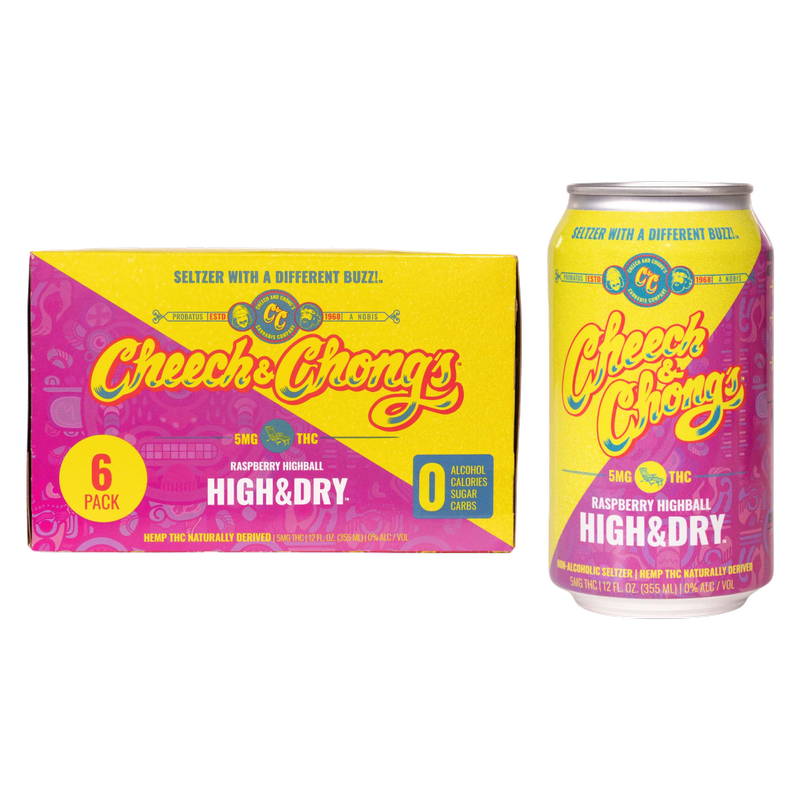 Cheech & Chong's High & Dry Raspberry Highball 5mg THC Seltzer 6pk 12oz Cans