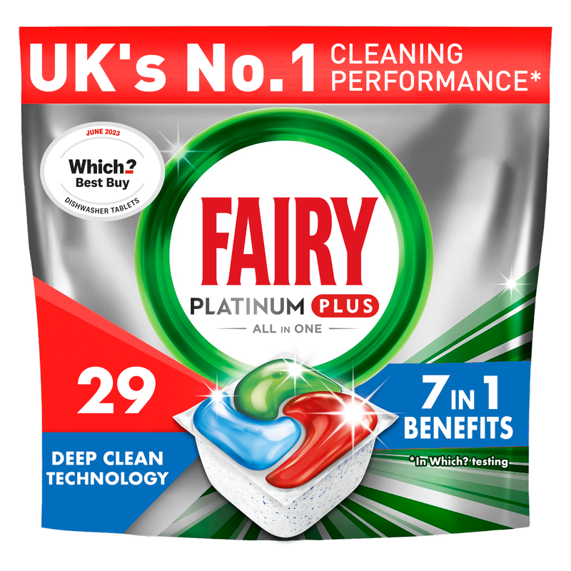 Fairy Platinum Plus Deep Clean Dishwasher Tablets, 29pcs