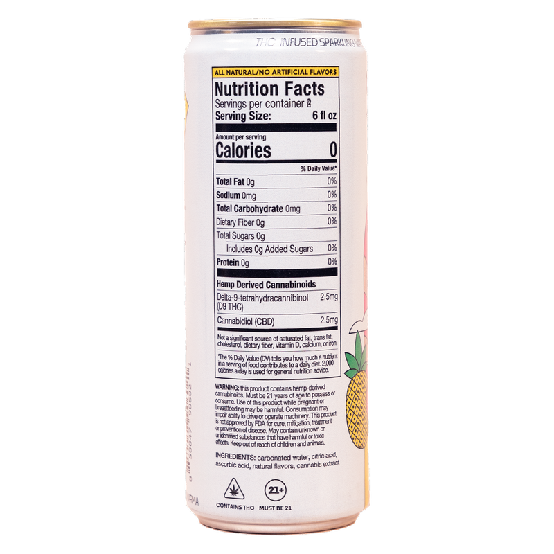 Climbing Kites Pineapple Passionfruit 5mg THC Sparkling Water 4pk 12oz Can