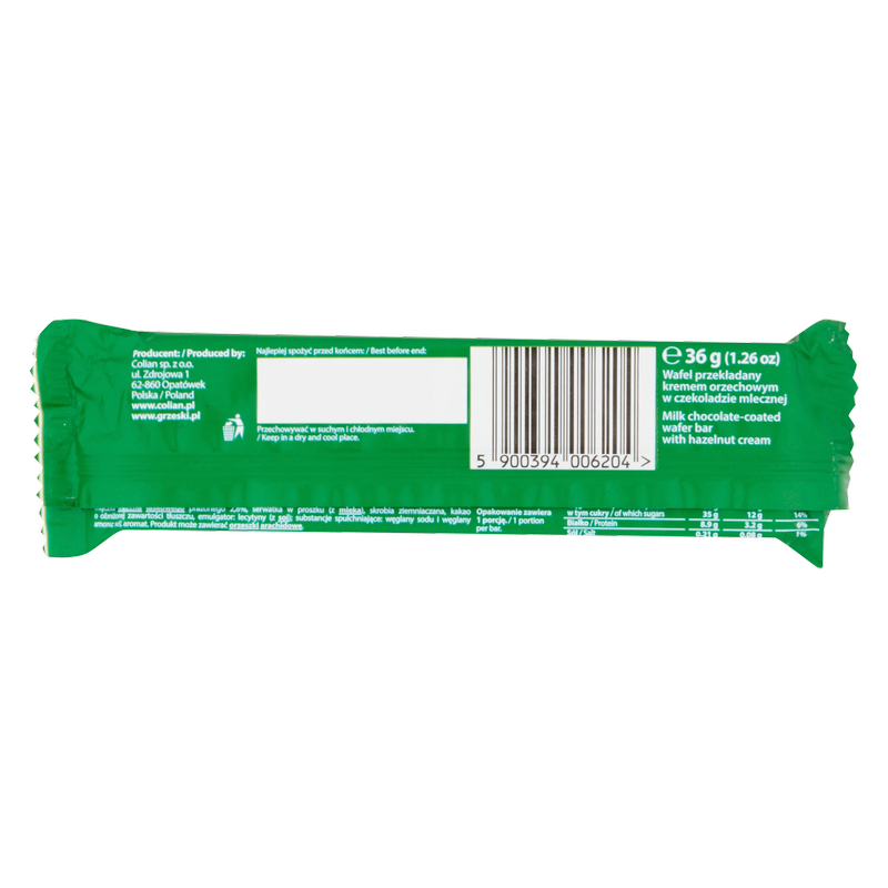 Grzeski Hazelnut Wafer Bar, 36g