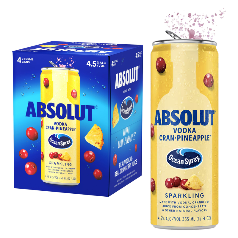 Absolut Cranberry Pineapple Vodka Soda 4pk 5.0% ABV