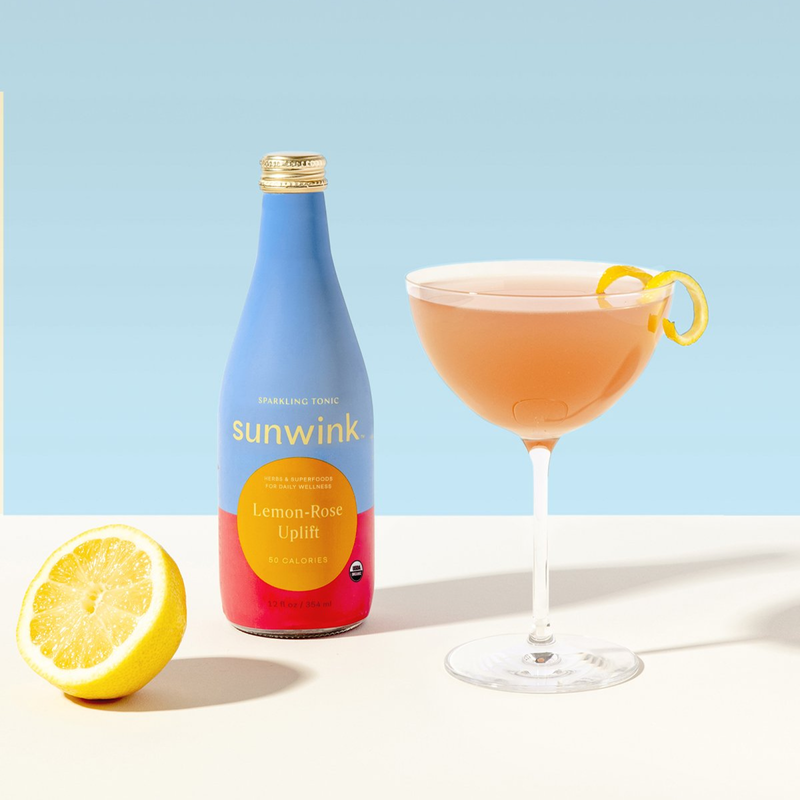Sunwink Lemon-Rose Uplift Sparkling Tonic 12 oz bottle