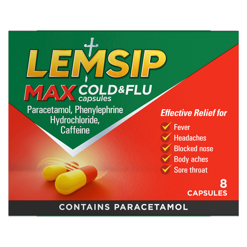 Lemsip Max Cold & Flu Capsules, 8pcs