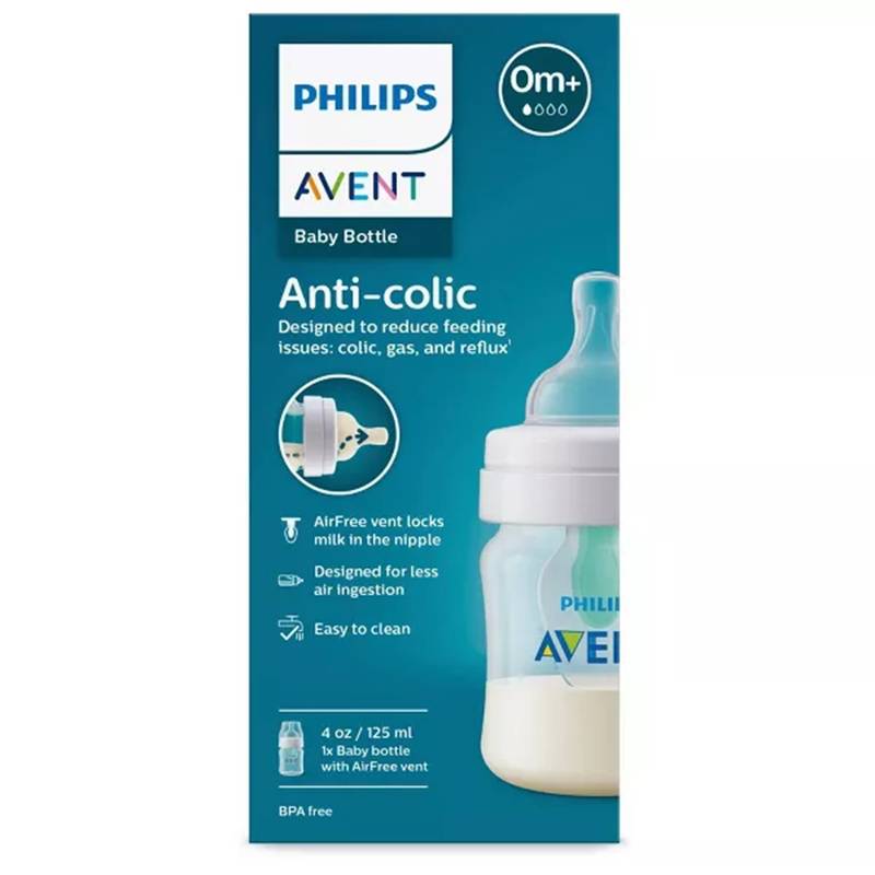 Philips Avent Anti-Colic Baby Bottle with AirFree Vent-Clear-4oz. (0M+)