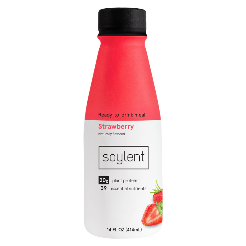 Soylent Complete Nutrition Protein Meal Replacement Shake, Strawberry, 14 oz