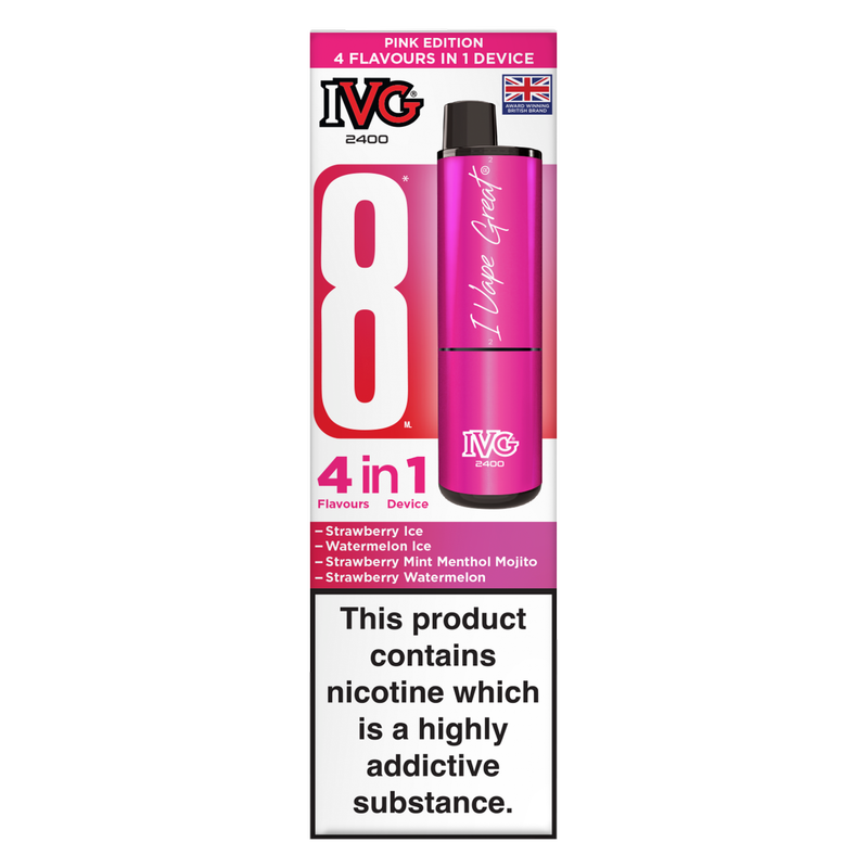 IVG 2400 4 in 1 Pink Edition Rechargeable Kit 20mg/ml, 1pcs