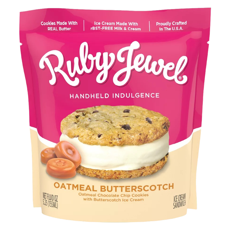 Ruby Jewel Oatmeal Chocolate Chip with Butterscotch Ice Cream Sandwich