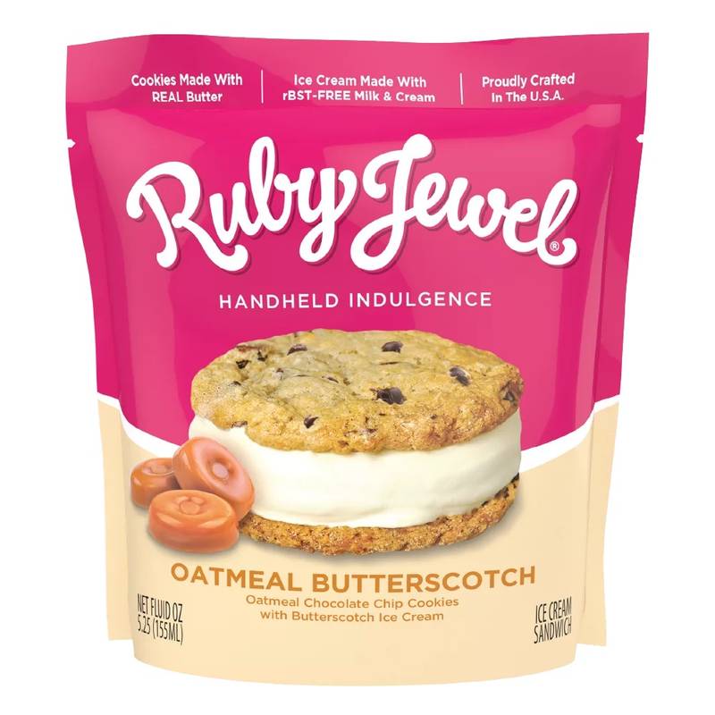 Ruby Jewel Oatmeal Chocolate Chip with Butterscotch Ice Cream Sandwich