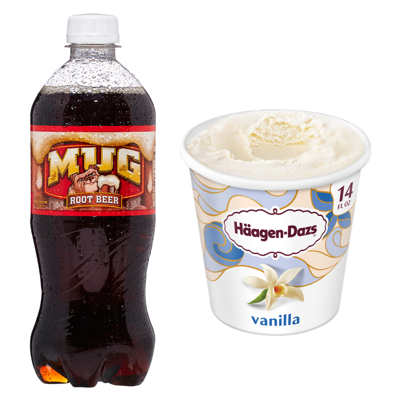 Mug Root Beer 20oz Btl & Haagen-Dazs Vanilla Ice Cream Pint