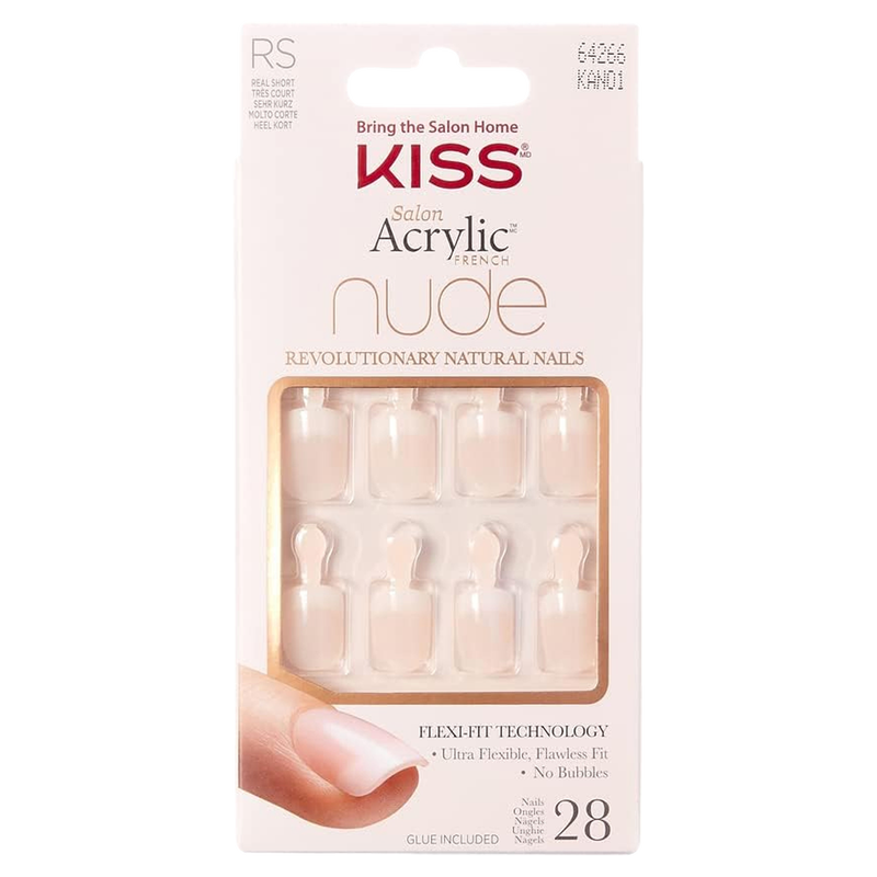 Kiss Salon Acrylic Nude French False Nails Breathtaking 28 ct