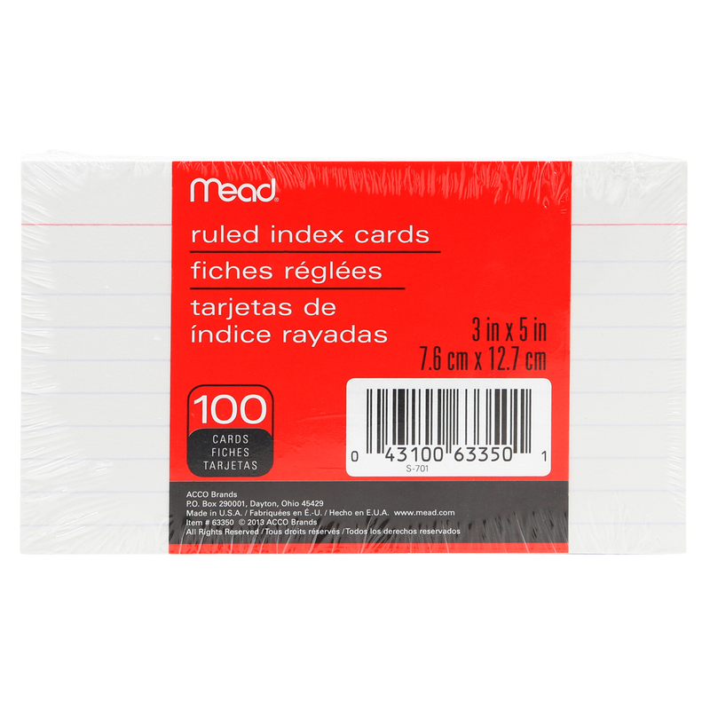 Mead Ruled Index Cards 100ct