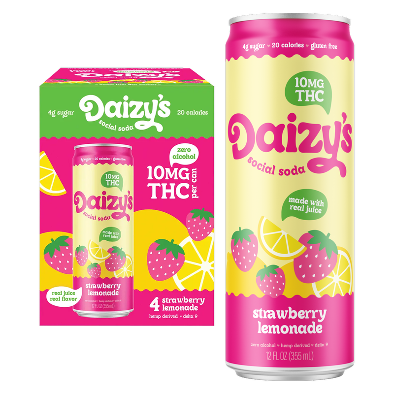 Daizy's 10mg THC Straw-Lemonade Soda 4pk 12oz Can- XL