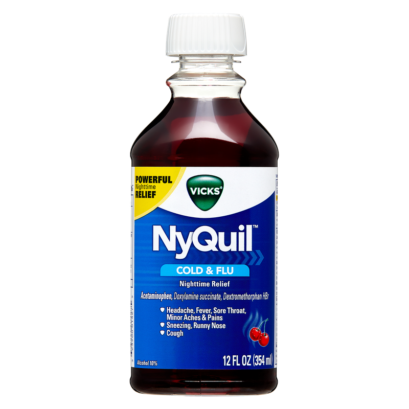 Vicks Nyquil Cold & Flu Relief Cherry Liquid 8oz
