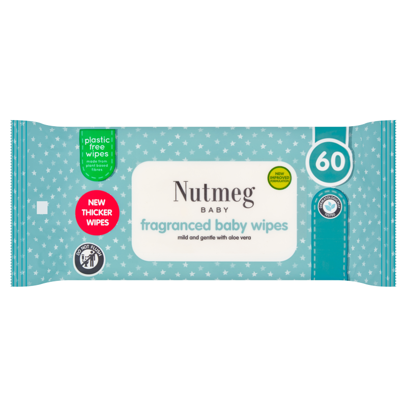 Nutmeg Fragranced Baby Wipes, 60pcs