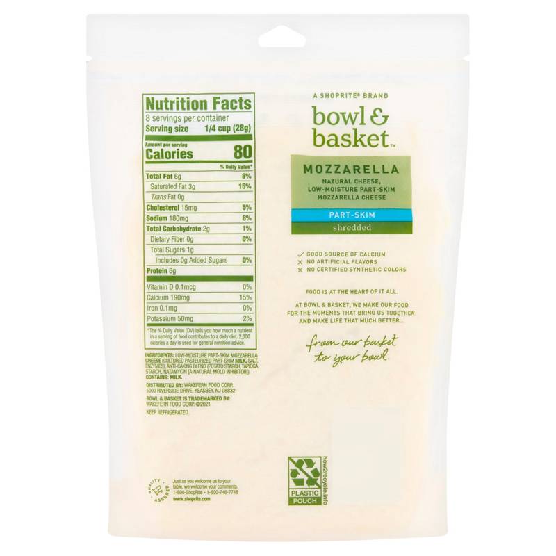 Bowl & Basket Shredded Part-Skim Mozzarella - 8 oz