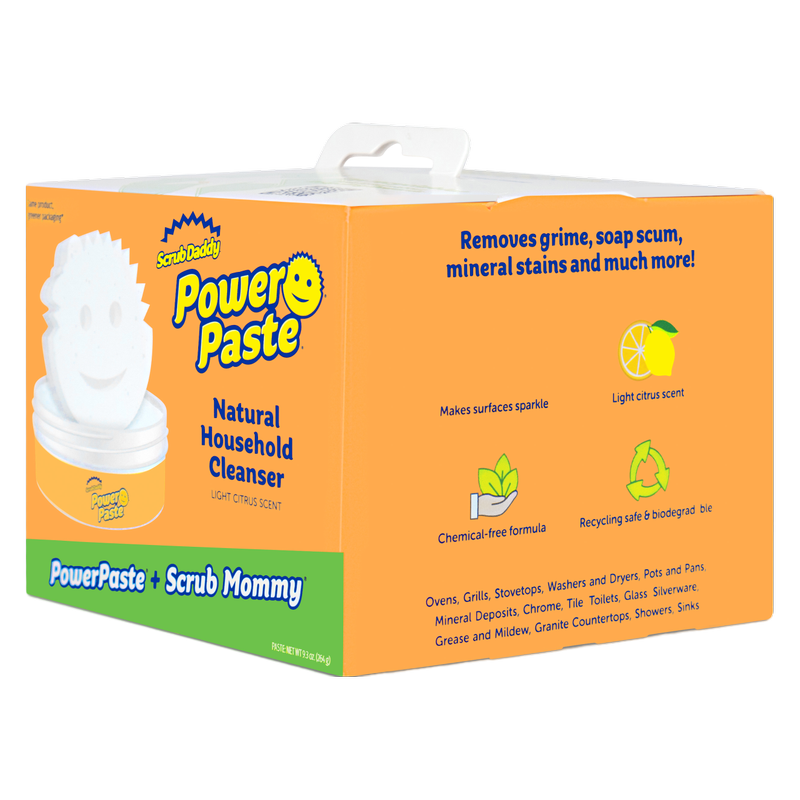 Scrub Daddy Power Paste + Scrub Mommy Dye Free Sponge Natural Household Cleanser