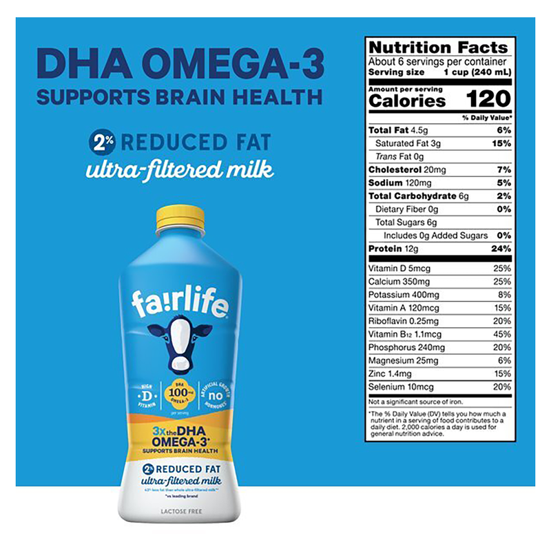 Fairlife DHA Omega-3 2% Reduced Fat Ultra-Filtered Milk 52oz