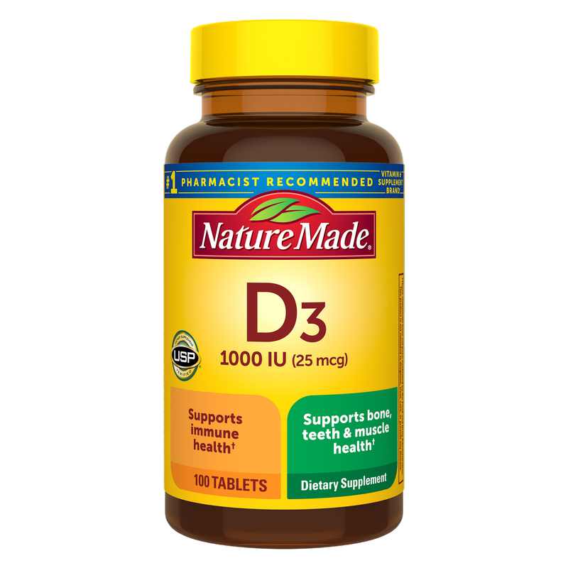Nature Made Vitamin D3 1000 IU (25 mcg) Tablets, 100ct