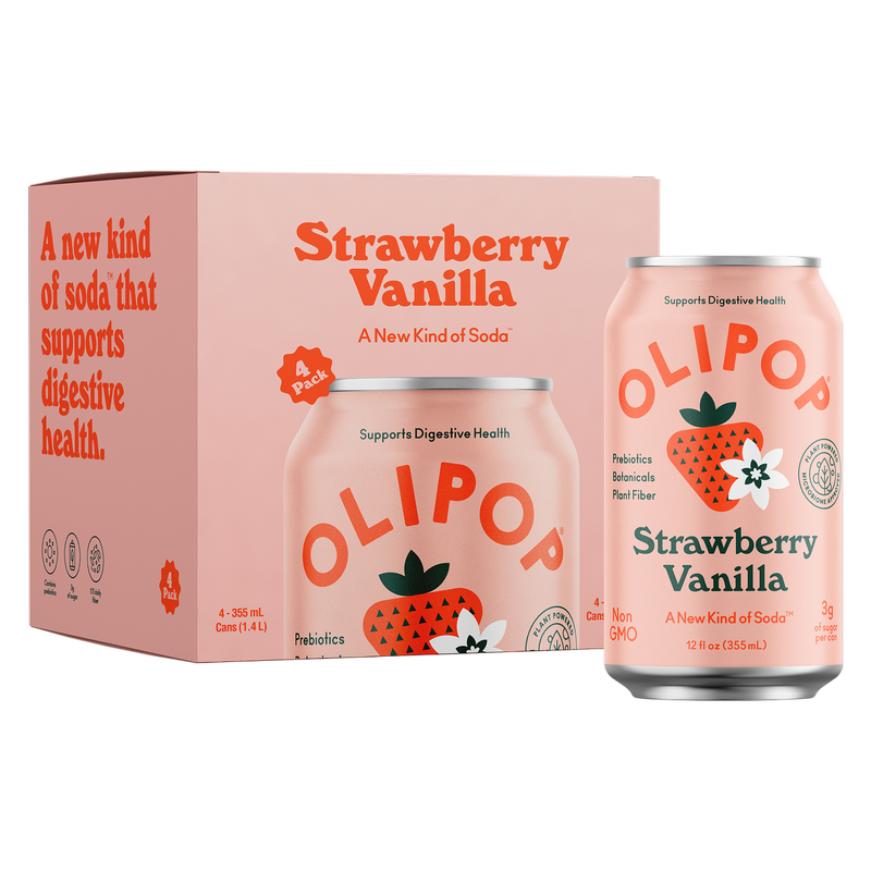 Olipop Strawberry Vanilla 4pk 12oz Can