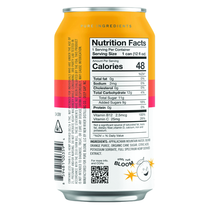 Pure Bloom Blood Orange 5mg THC Seltzer 4pk 12oz Cans