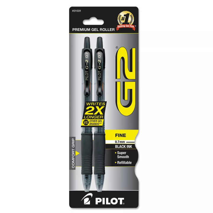 Pilot G2 Premium Gel Pen, Retractable, Fine 0.7 Mm  2pk