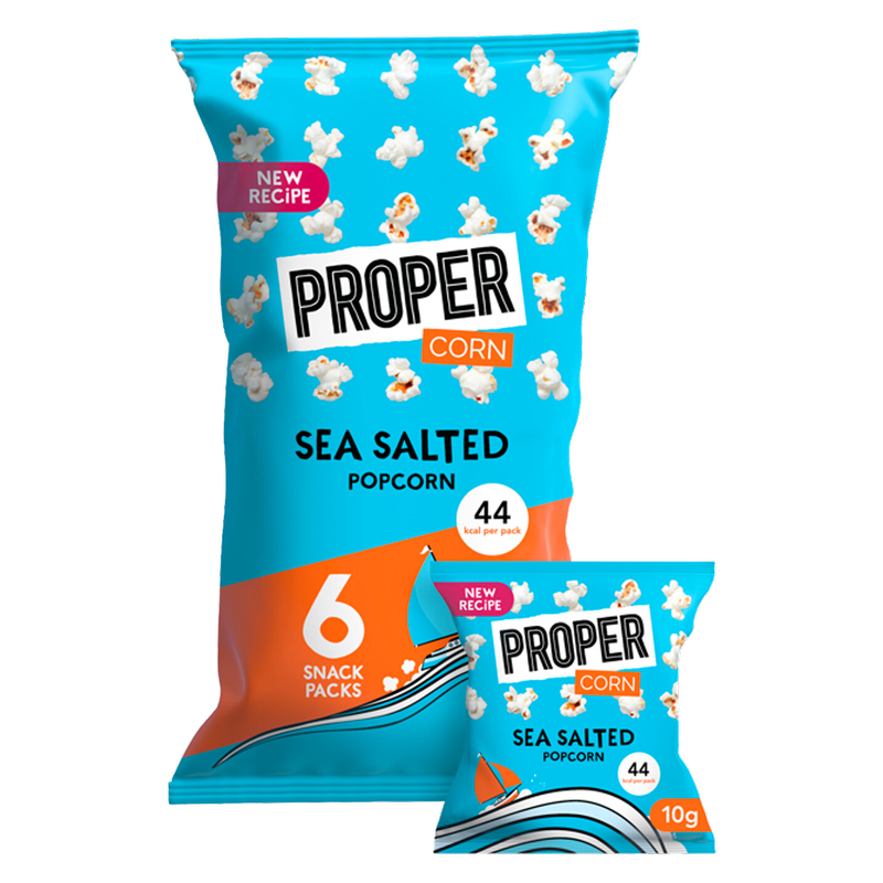 Propercorn Lightly Sea Salted Popcorn, 6 x 10g