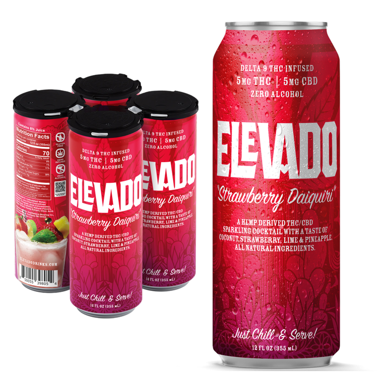 Elevado THC 5mg Strawberry Daiquiri Cocktail 4pk 12oz Can