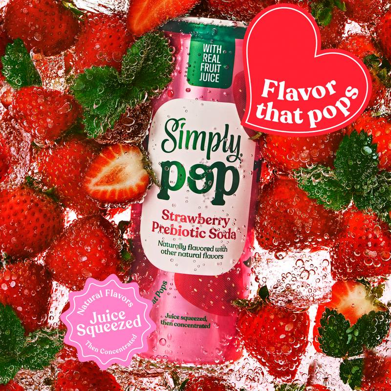 Simply Pop Strawberry Prebiotic Soda 12oz Can