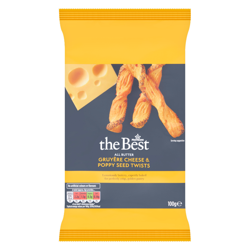 Morrisons The Best All Butter Gruyere Cheese & Poppy Seed Twists, 100g