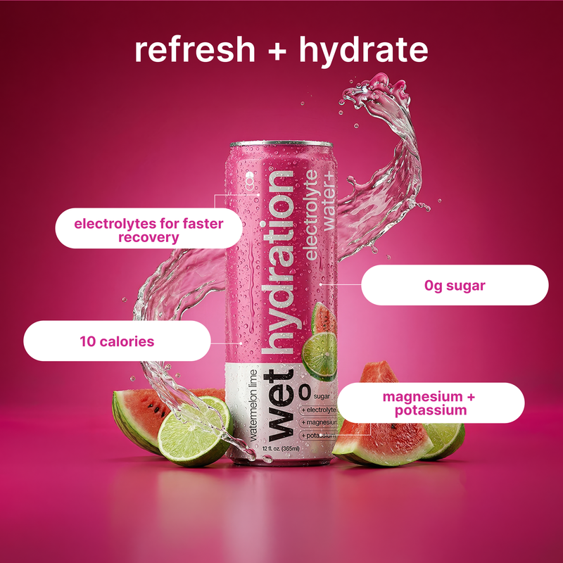 Wet Hydration Agua sabor sandía y lima, lata de 12 oz