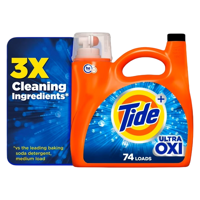 Tide Ultra Oxi Liquid Laundry Detergent, HE, 105oz, 74 Loads