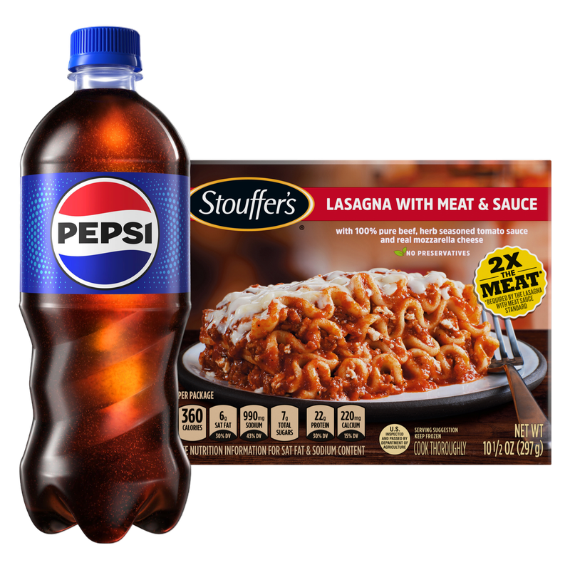Stouffers Frozen Lasagna With Meat Sauce Meal 10.5oz & Pepsi 20oz Btl