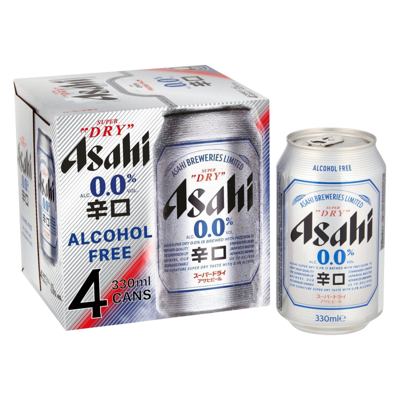 Asahi Super Dry 0.0% Alcohol Free, 4 x 330ml