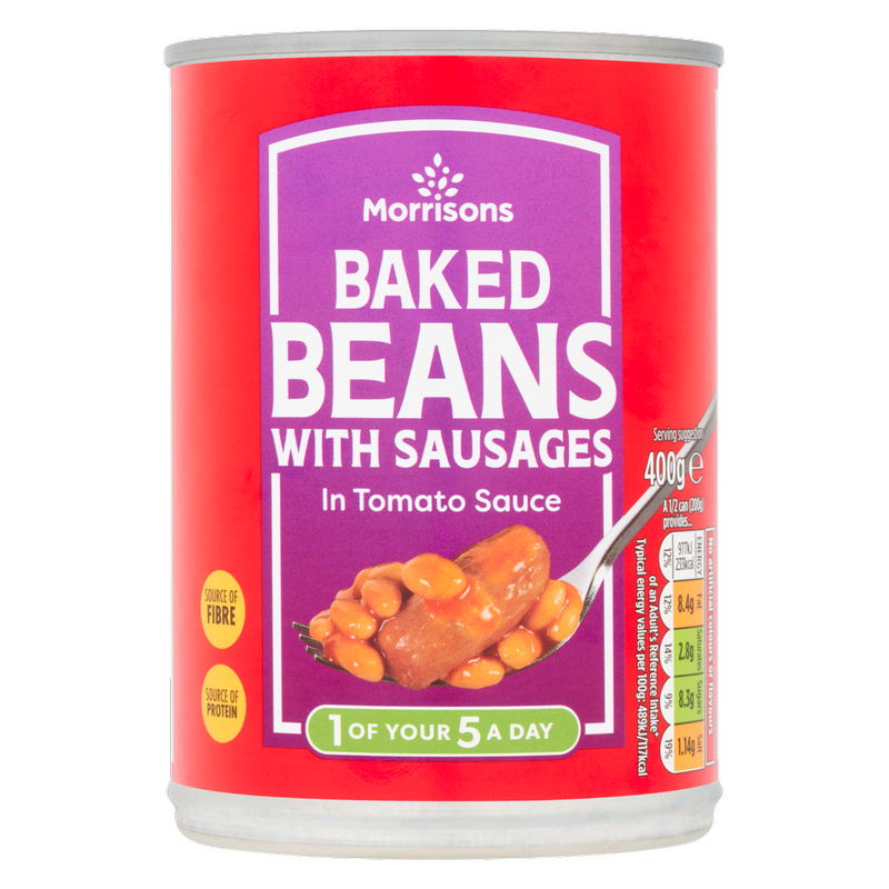 Morrisons Baked Beans with Sausages in Tomato Sauce, 400g
