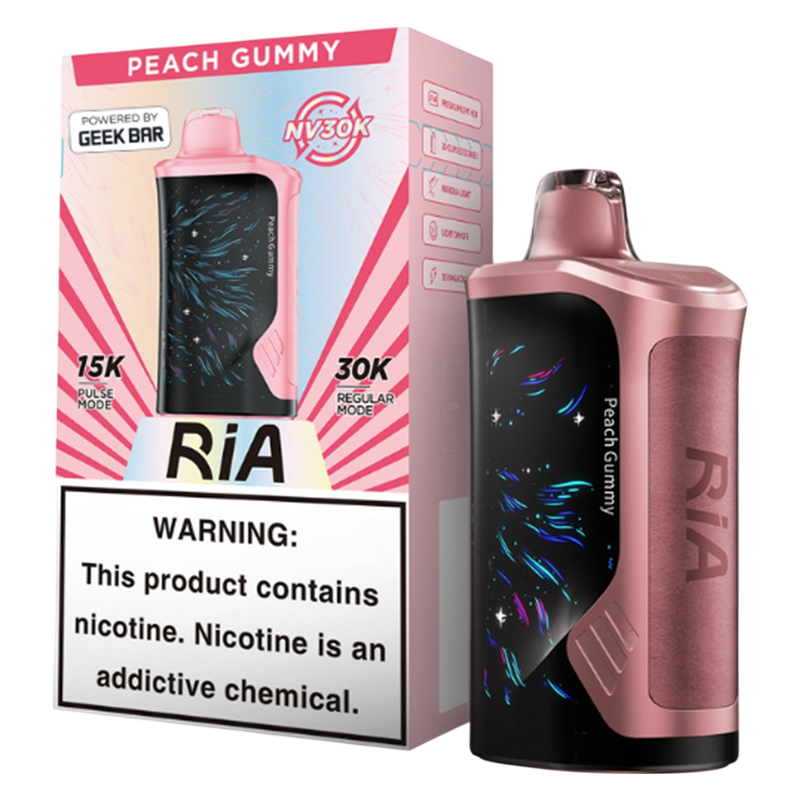 Ria Powered By Geek Bar NV30K Peach Gummy 5% 15ml Disposable Vape