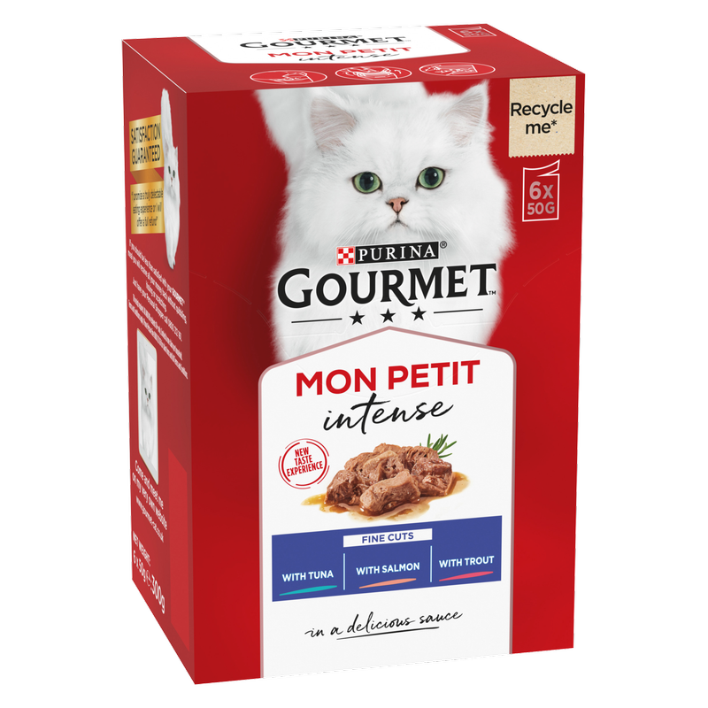 Gourmet Cat Food Mon Petit With Tuna, Salmon & Trout, 6 x 50g