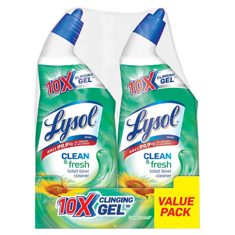 Lysol Clean & Fresh Country Scent Toilet Bowl Cleaner 24oz 2pk