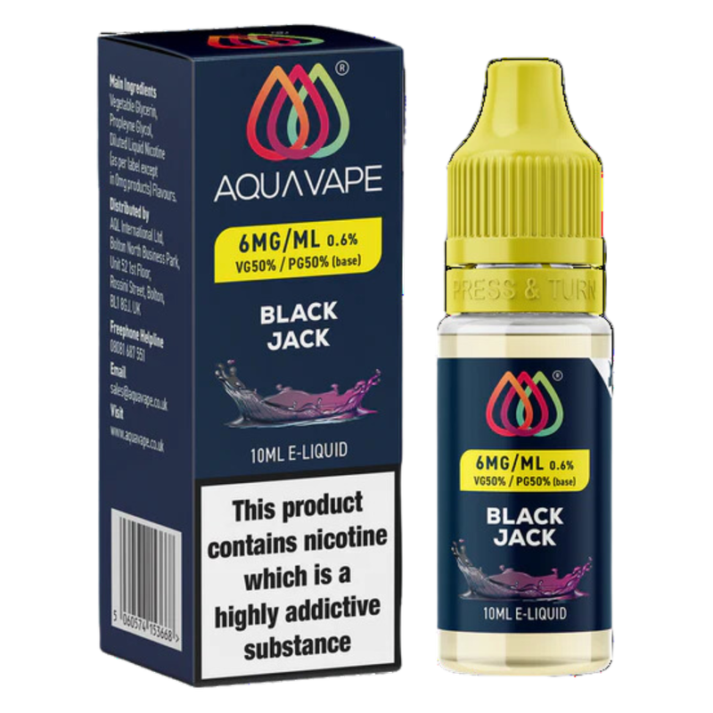 Aqua Vape Black Jack E-Liquid 6mg/ml, 10ml