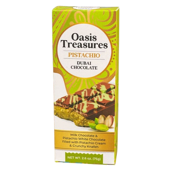 Oasis Treasures Dubai Chocolate Bar Pistachio, 2.6 oz