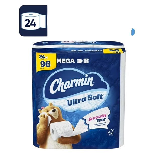 Charmin Ultra Soft Toilet Paper, 24 Mega Rolls