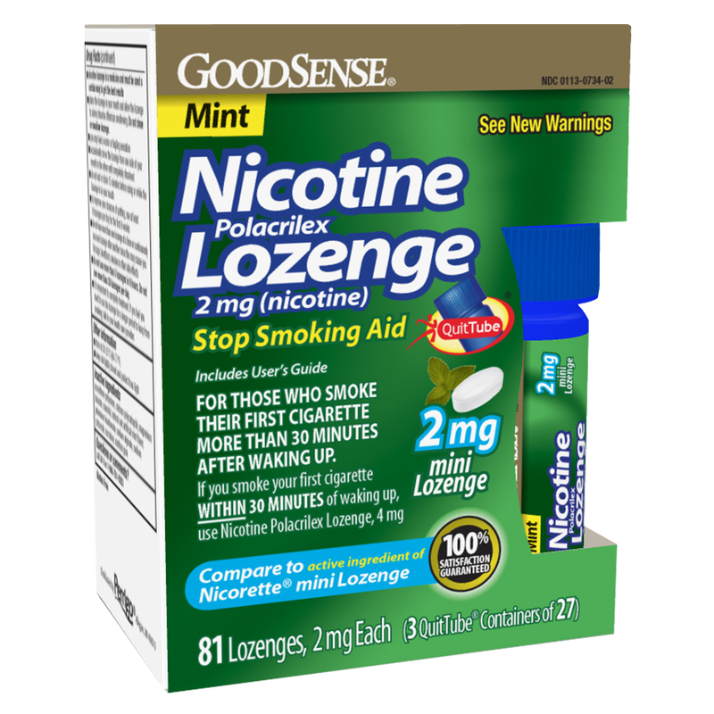 GoodSense 2mg Nicotine Mint Lozenge Stop Smoking Aid 81ct