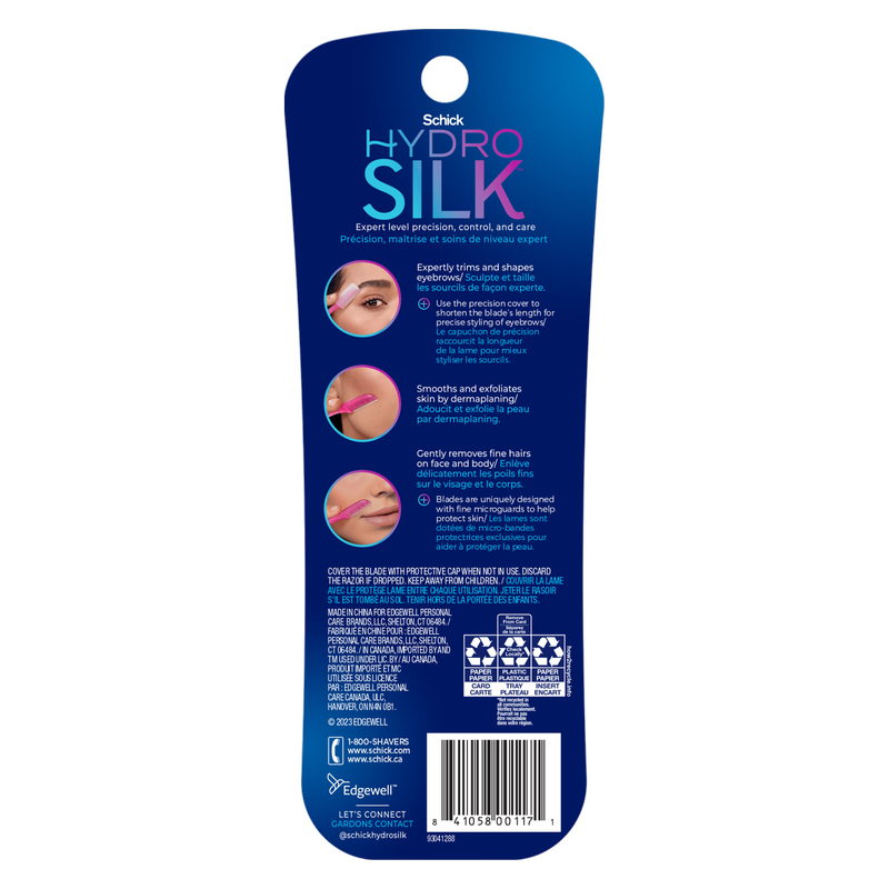 Schick Hydro Silk Touch-Up Dermaplaning Tool with Precision Cover, Face & Eyebrow Razor - 3ct