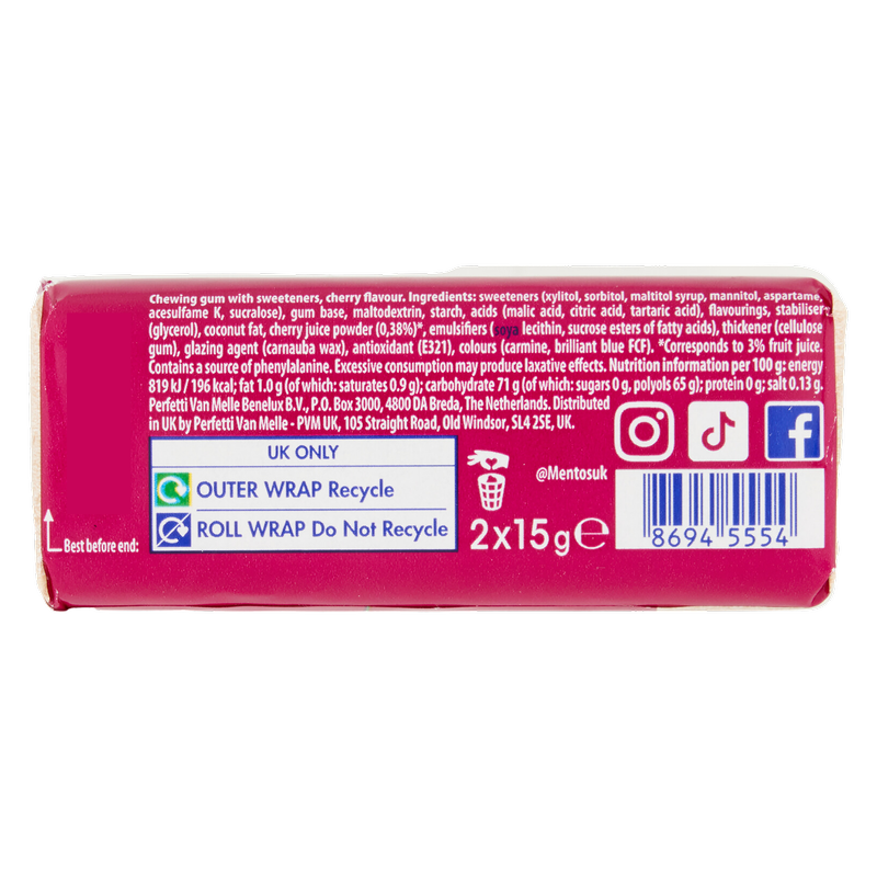 Mentos Pure Fresh Duo Pack Cherry, 30g