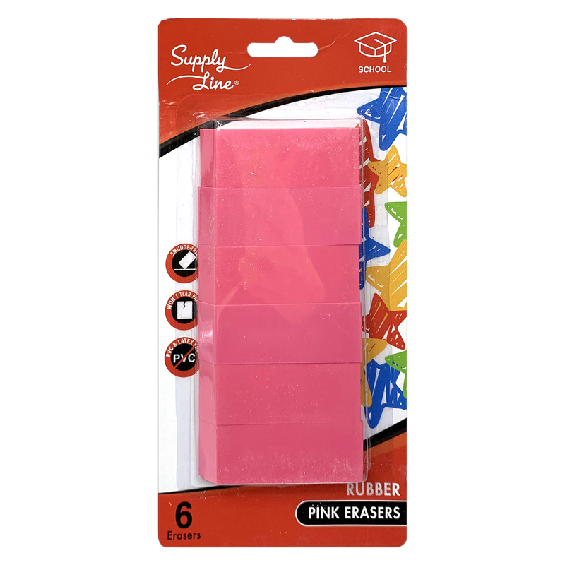 Pink Wedge Eraser 6ct