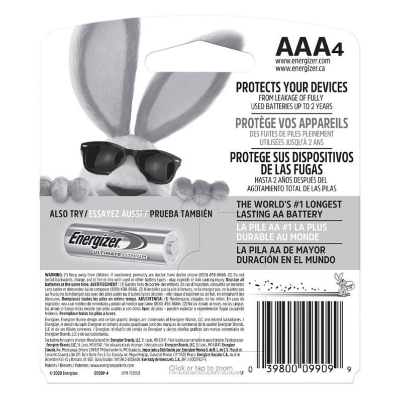 Energizer AAA 4 Pack Battery