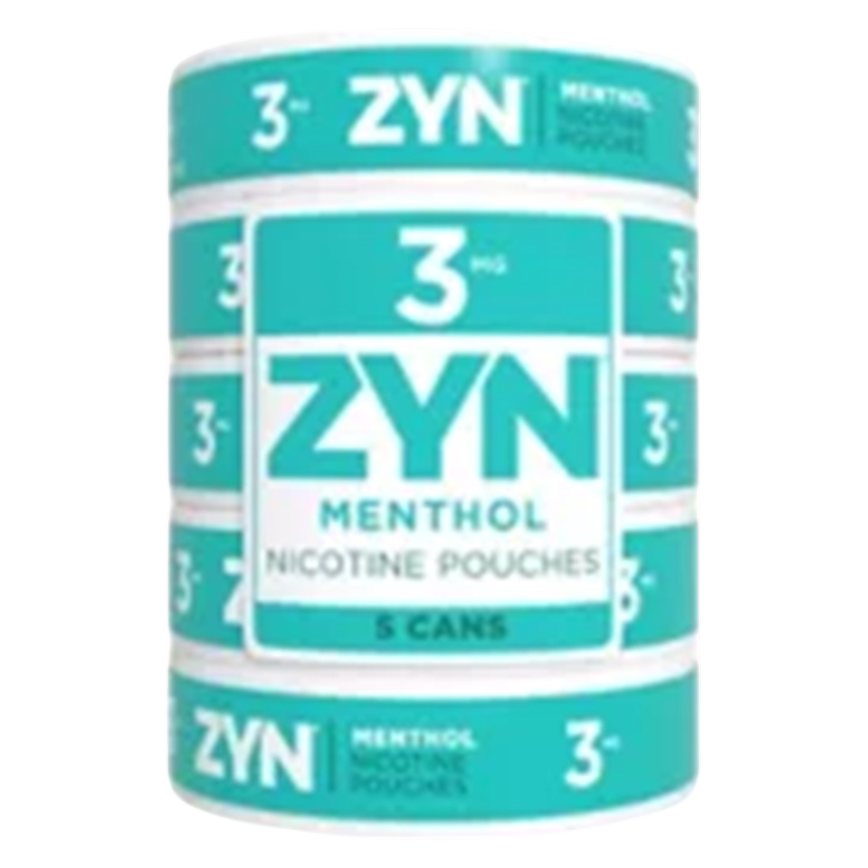 5 Pack ZYN Nicotine Pouches Menthol 3mg Tin