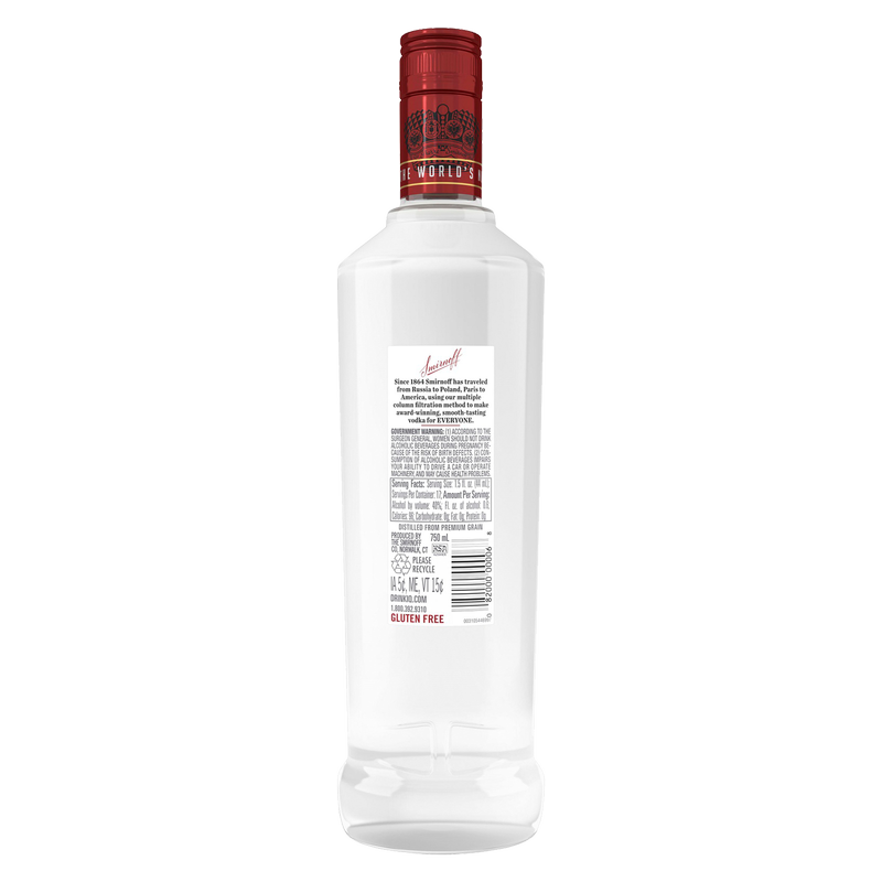 Smirnoff No. 21 80 Proof Vodka, 750 mL Glass Bottle