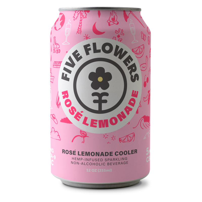 Five Flowers 5mg THC Rose Lemonade 4pk 12oz Can